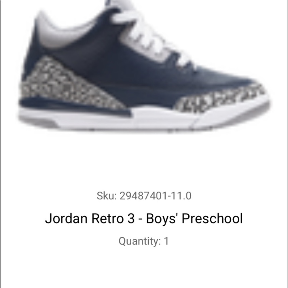 Jordan retro 3 Georgetown blue toddler 11c